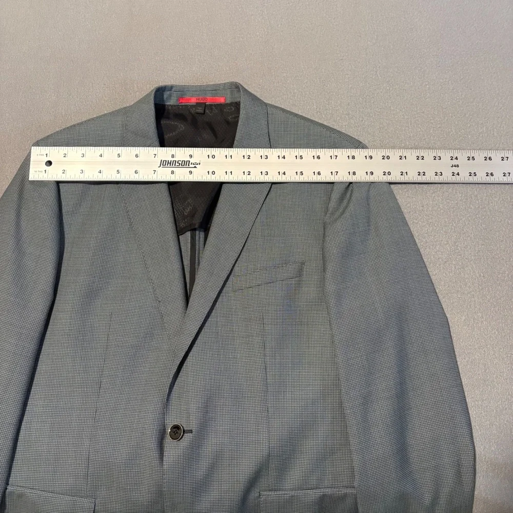 Hugo Boss Jetson Sport Coat 42L Mint Micro Check Virgin Wool Unstructured NEW